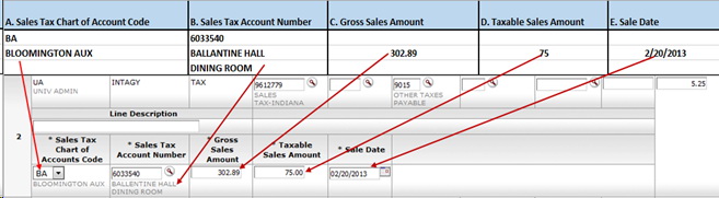 Tax Information Input as a separate line item example