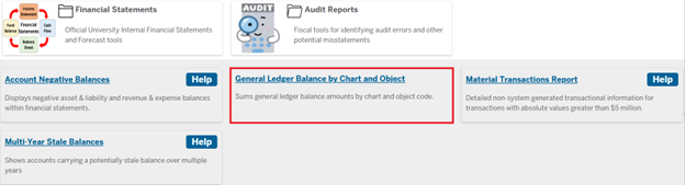 Screenshot showing GL Ledger Balance by Chart and Object Location