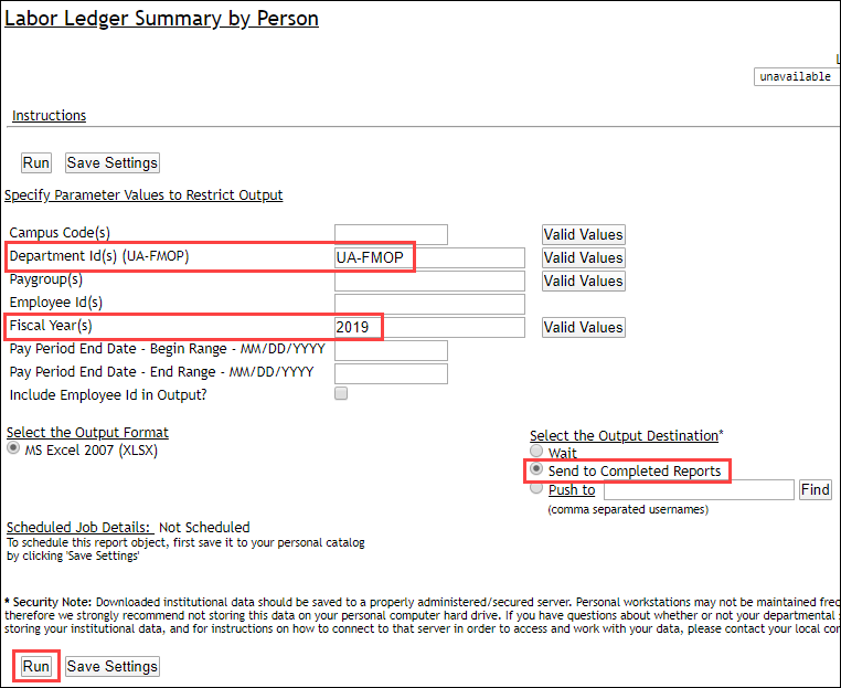 Screenshot of Labor Ledger Summary by Person